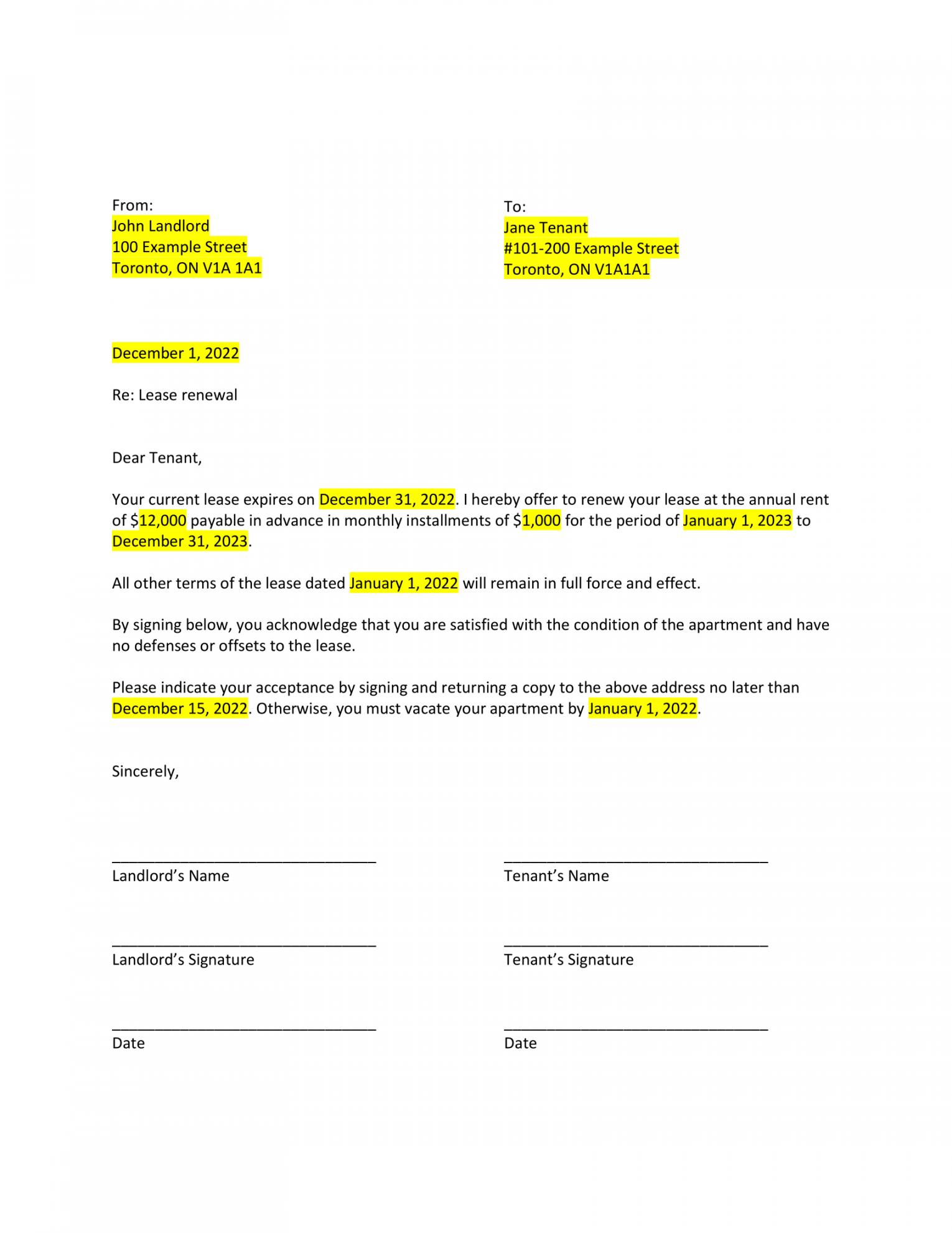 Lease Renewal Letter  Free Template + Guide  Square One