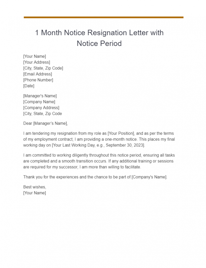 + One Month Resignation Letter Examples, How to Write, Tips