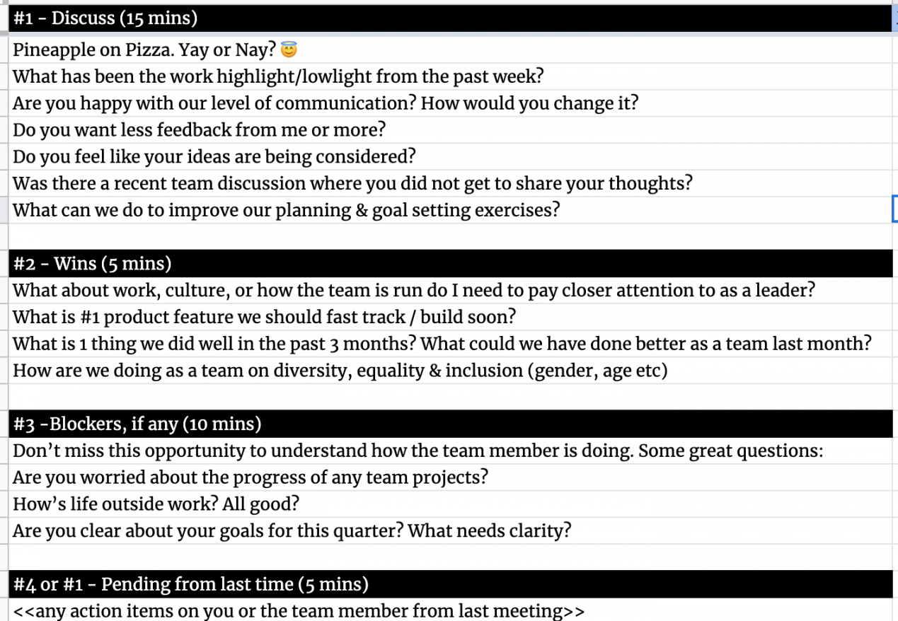 One on one meeting - Excel template template (free download)