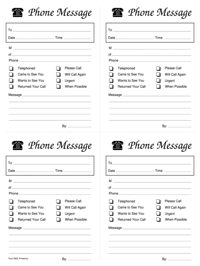 Phone Message Template - Fill Online, Printable, Fillable, Blank