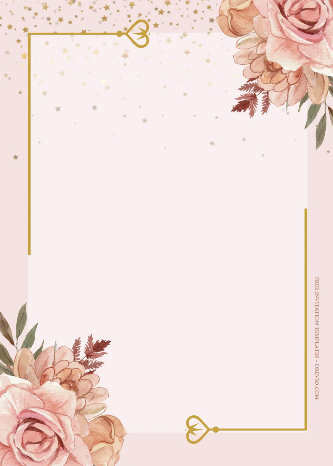 + Pink Romance Gold Floral Wedding Invitation Templates  Pink