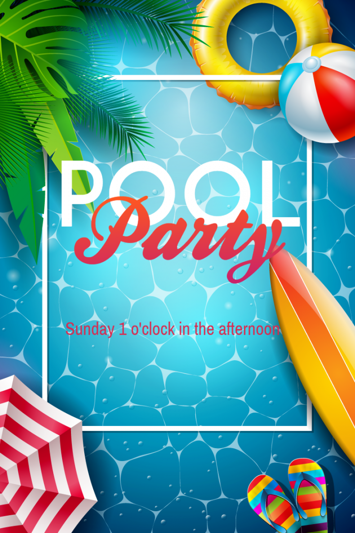 Pool Party Invitation Summer Design Template - #