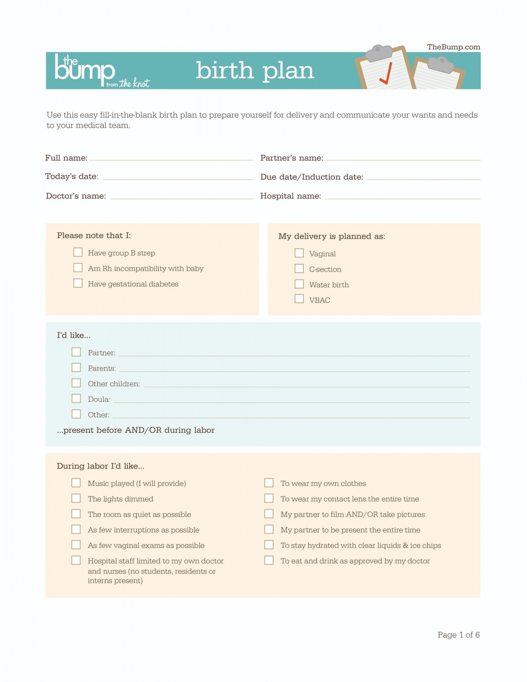 + Printable Birth Plan Templates [Birth Plan Checklist] ᐅ