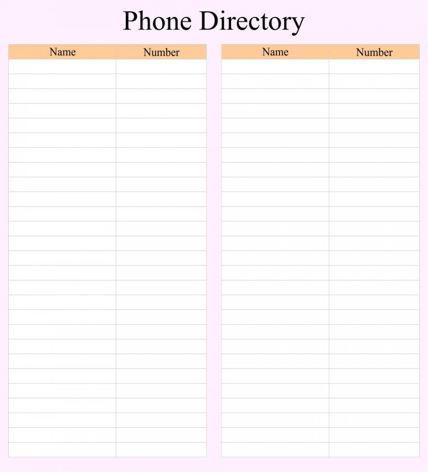 Printable Phone Directory Template  Templates printable free