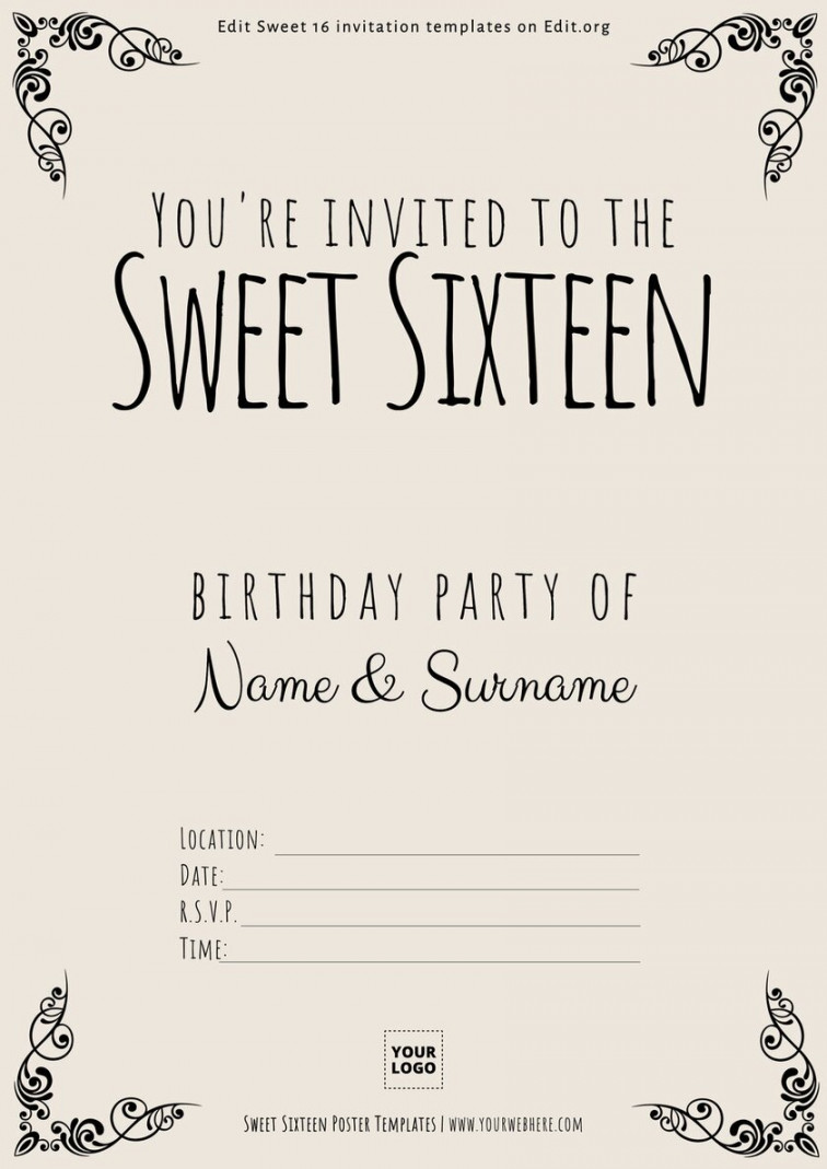 Printable Sweet Sixteen Invitations Online