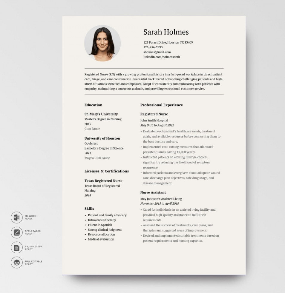 Registered Nurse Resume Template  MS Word, Pages