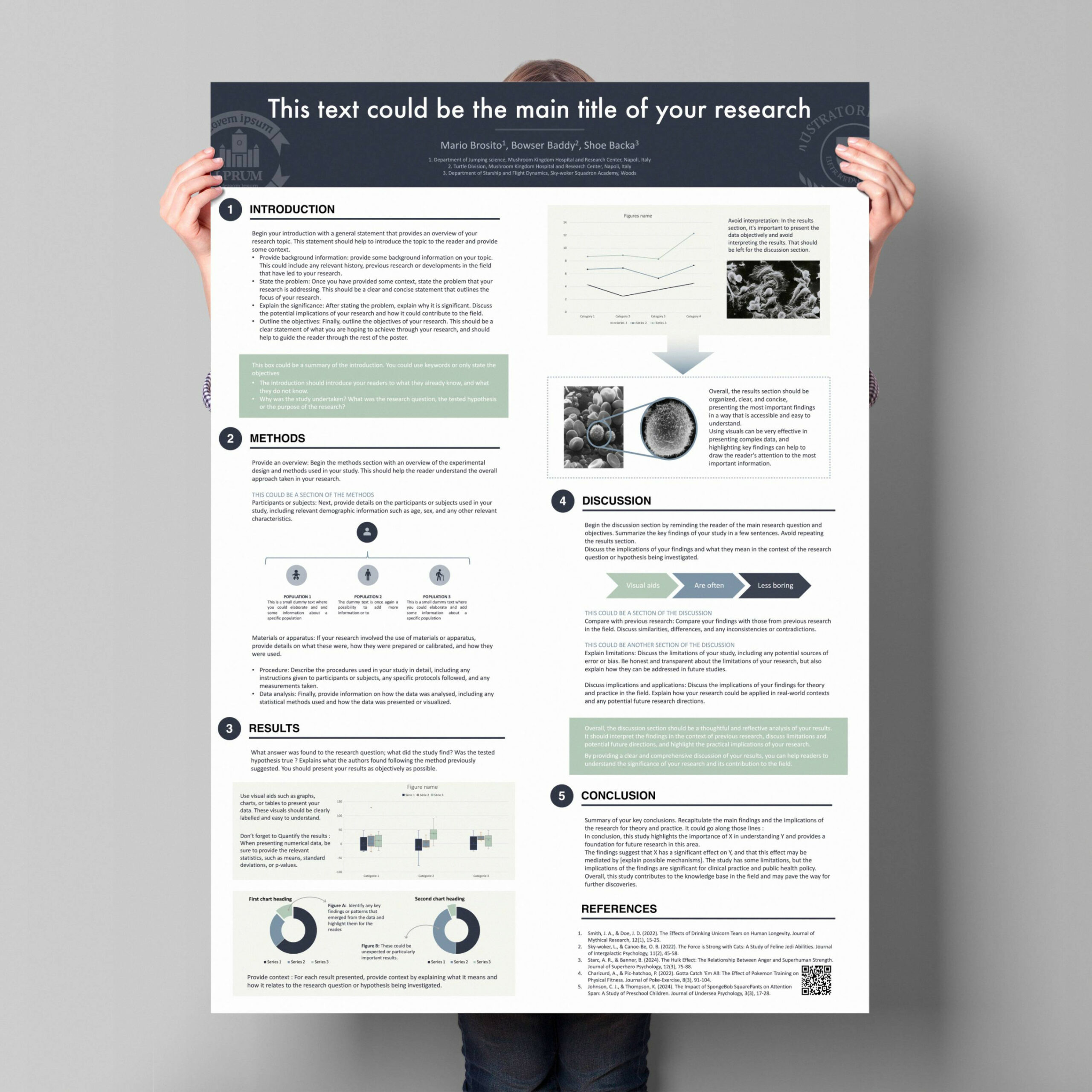 Research Poster template  A portrait PowerPoint  dark color classic