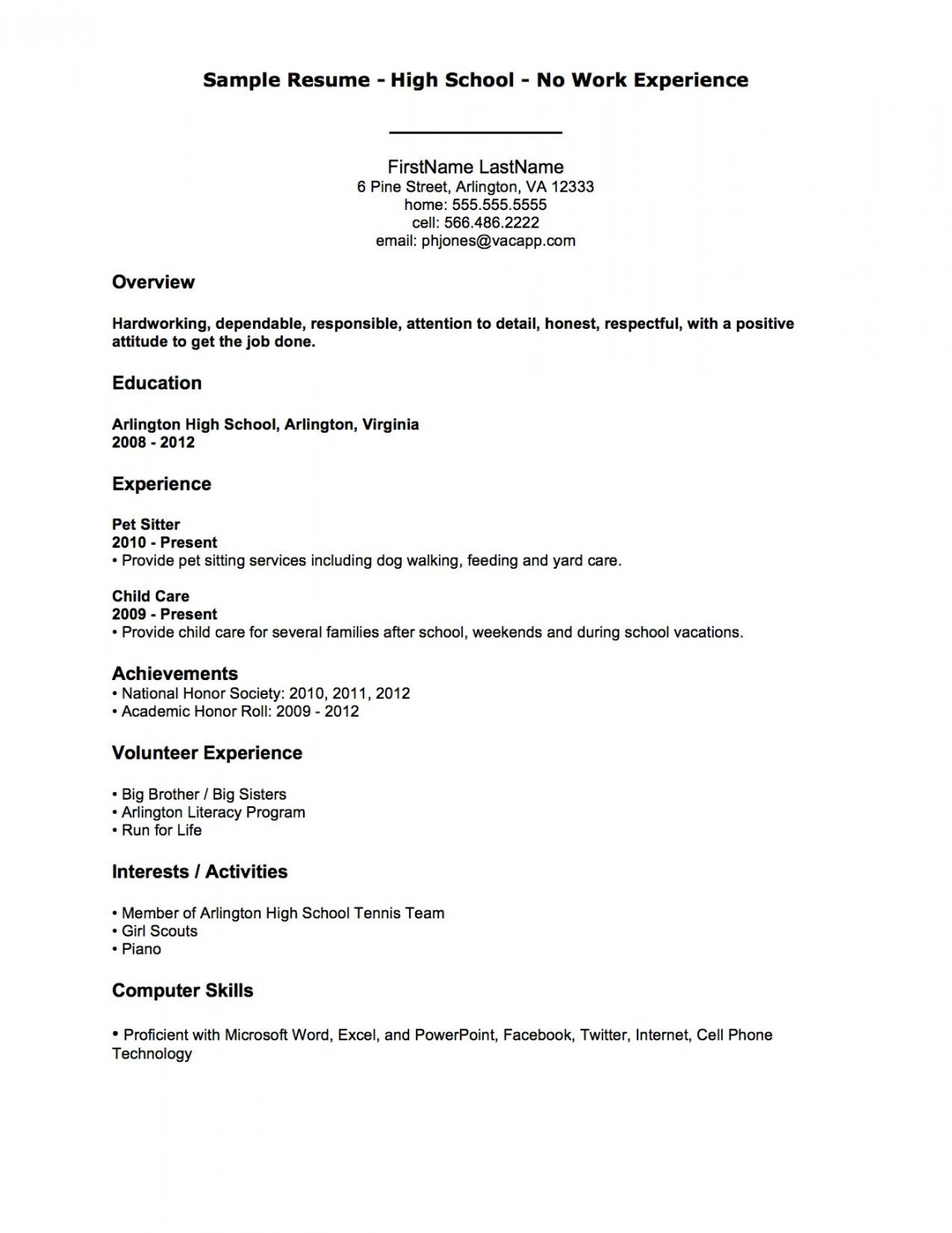 Resume Examples With No Job Experience , #examples #experience