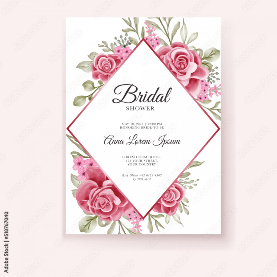 rose pink bridal shower invitation template Stock-Vektorgrafik