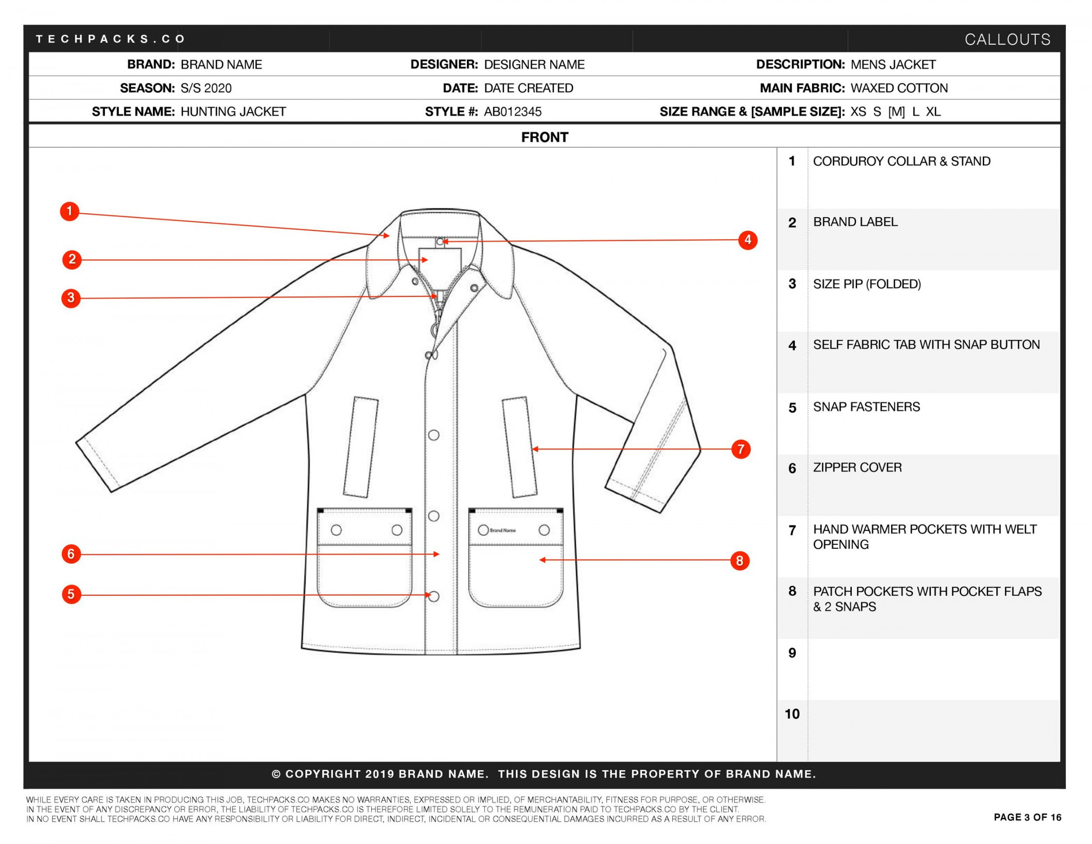 Sample Tech Pack - Free PDF Download — TECHPACKS