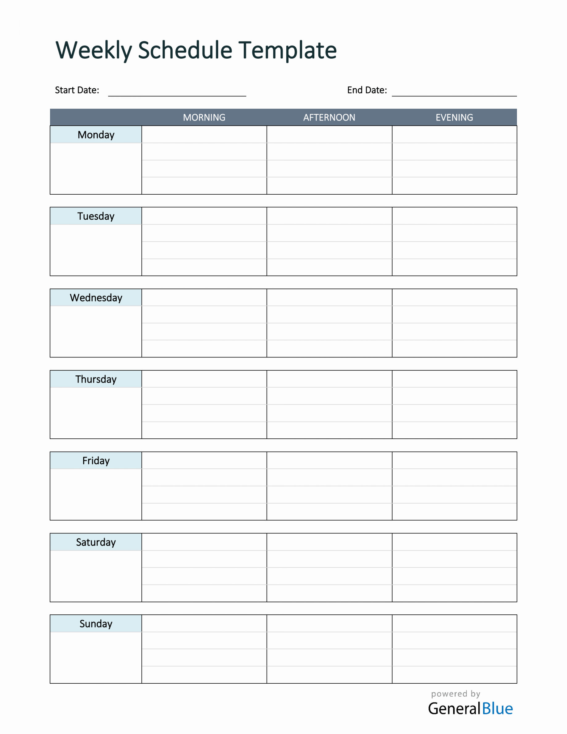 Simple Weekly Schedule Template in Word