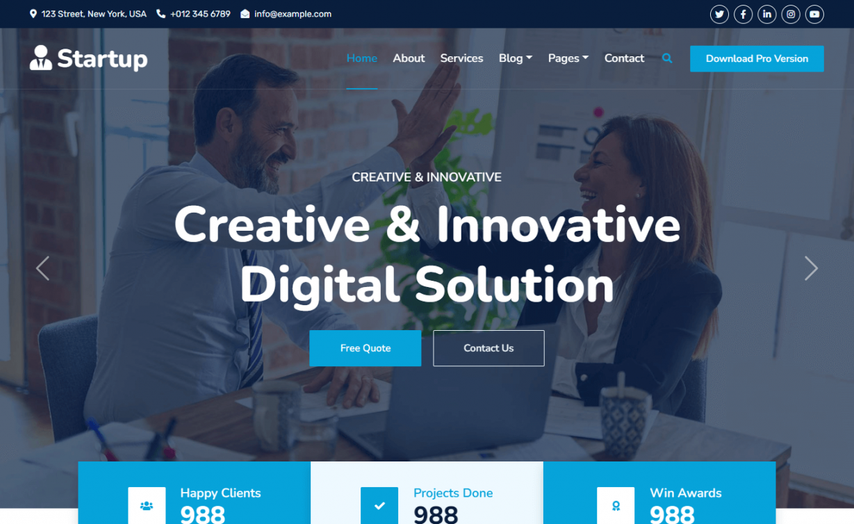 Startup - Free Bootstrap  HTML Business Startup Website Template