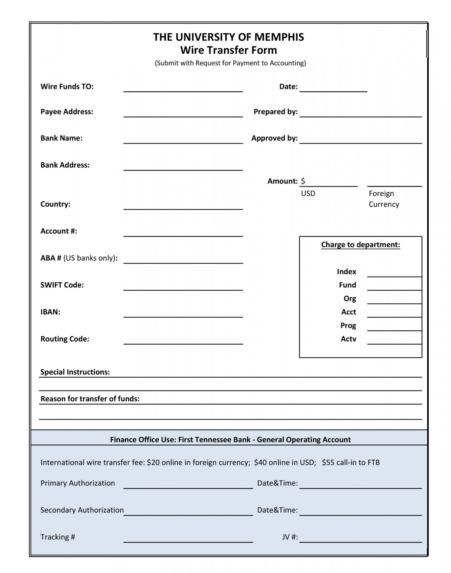 Wire Transfer Form Templates [PDF, Word, Excel]