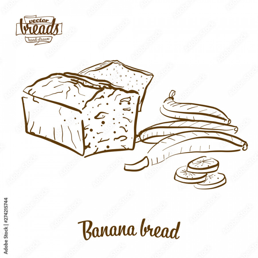 Banana bread bread vector drawing Stock-Vektorgrafik  Adobe Stock