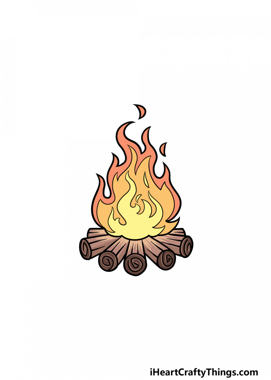 Campfire Drawing - How To Draw A Campfire Step By Step