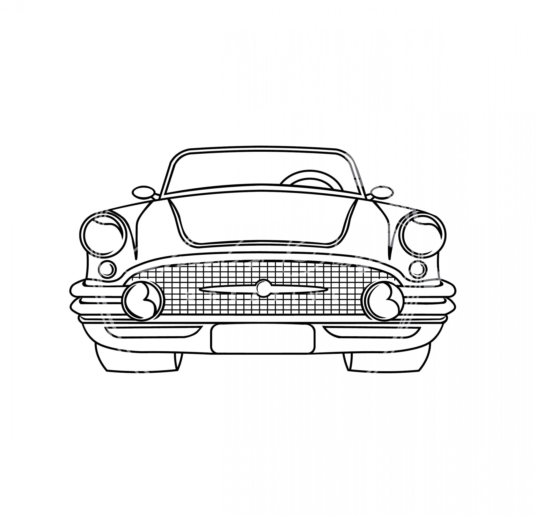 Classic Car/vehicle Front View Line Drawing/illustration SVG PNG