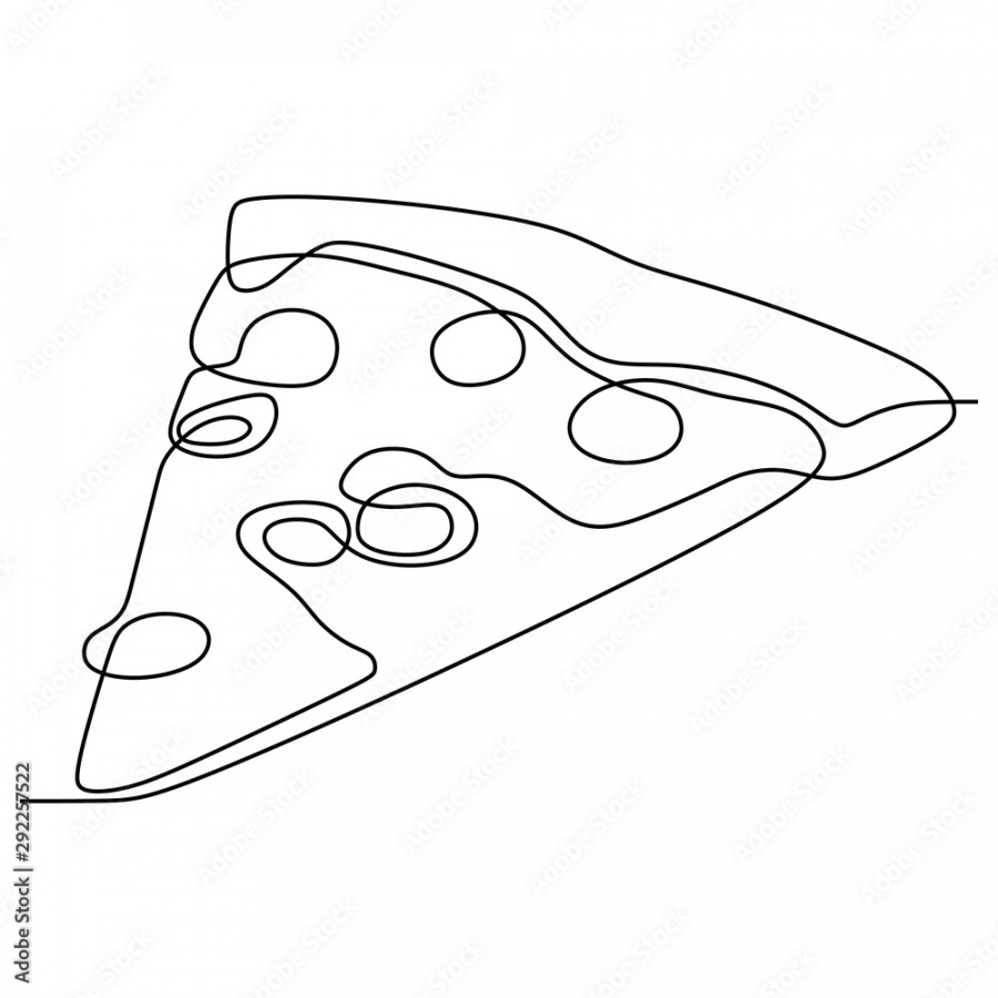 Continuous line drawing of pizza food minimalism design vector