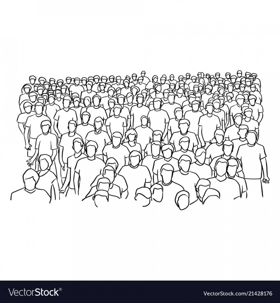 Crowd of people standing sketch Royalty Free Vector Image