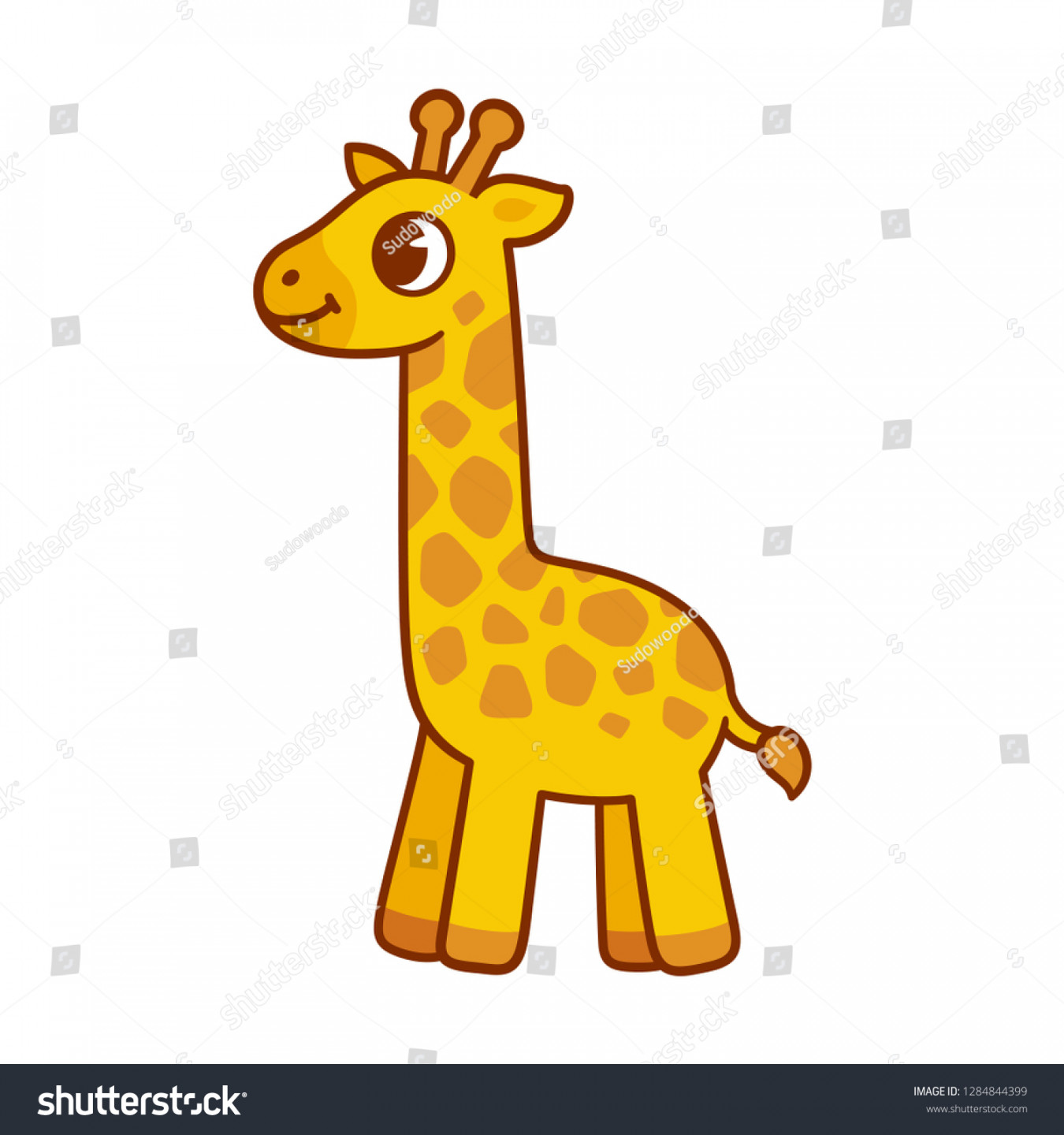 Cute Baby Giraffe Drawing Funny Cartoon: Stock-Vektorgrafik