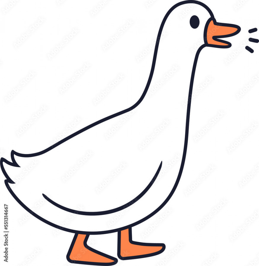 Cute cartoon goose walking and honking