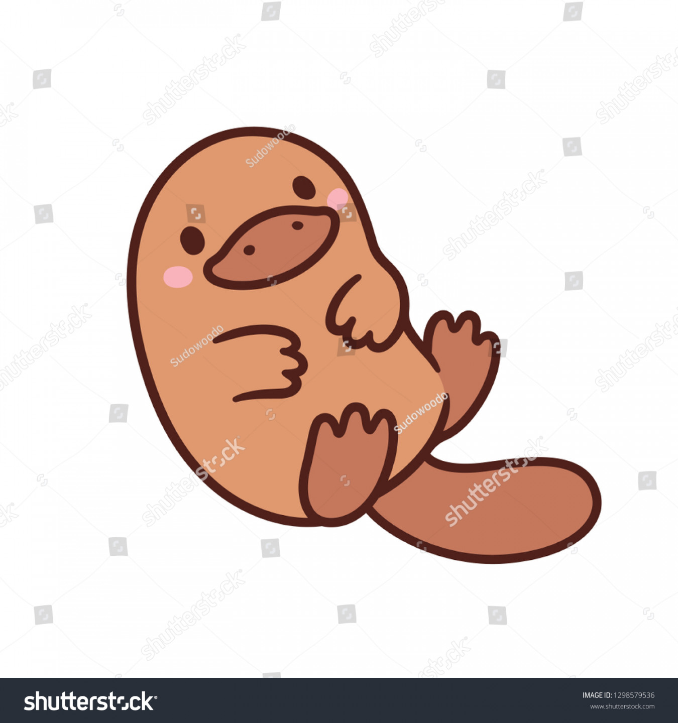 Cute Cartoon Platypus Drawing Kawaii Baby Stock Vector (Royalty