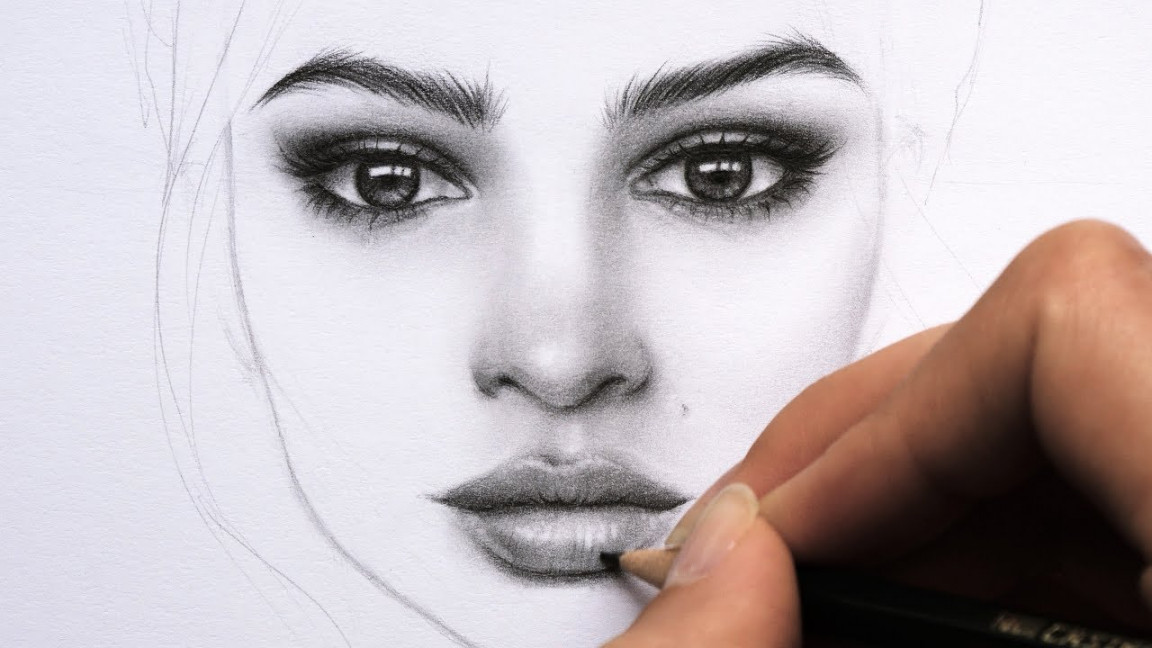 Drawing and Shading a Female Face with Graphite Pencils - Portrait of Emily  Ratajkowski