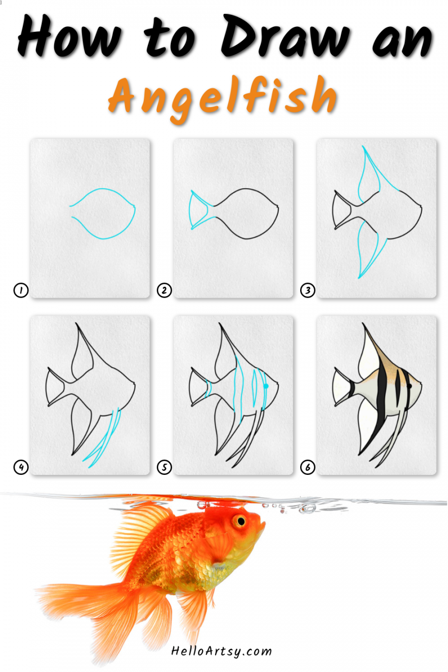 Easy Angel Fish Drawing (in  EASY steps!)  Fish drawings, Angel