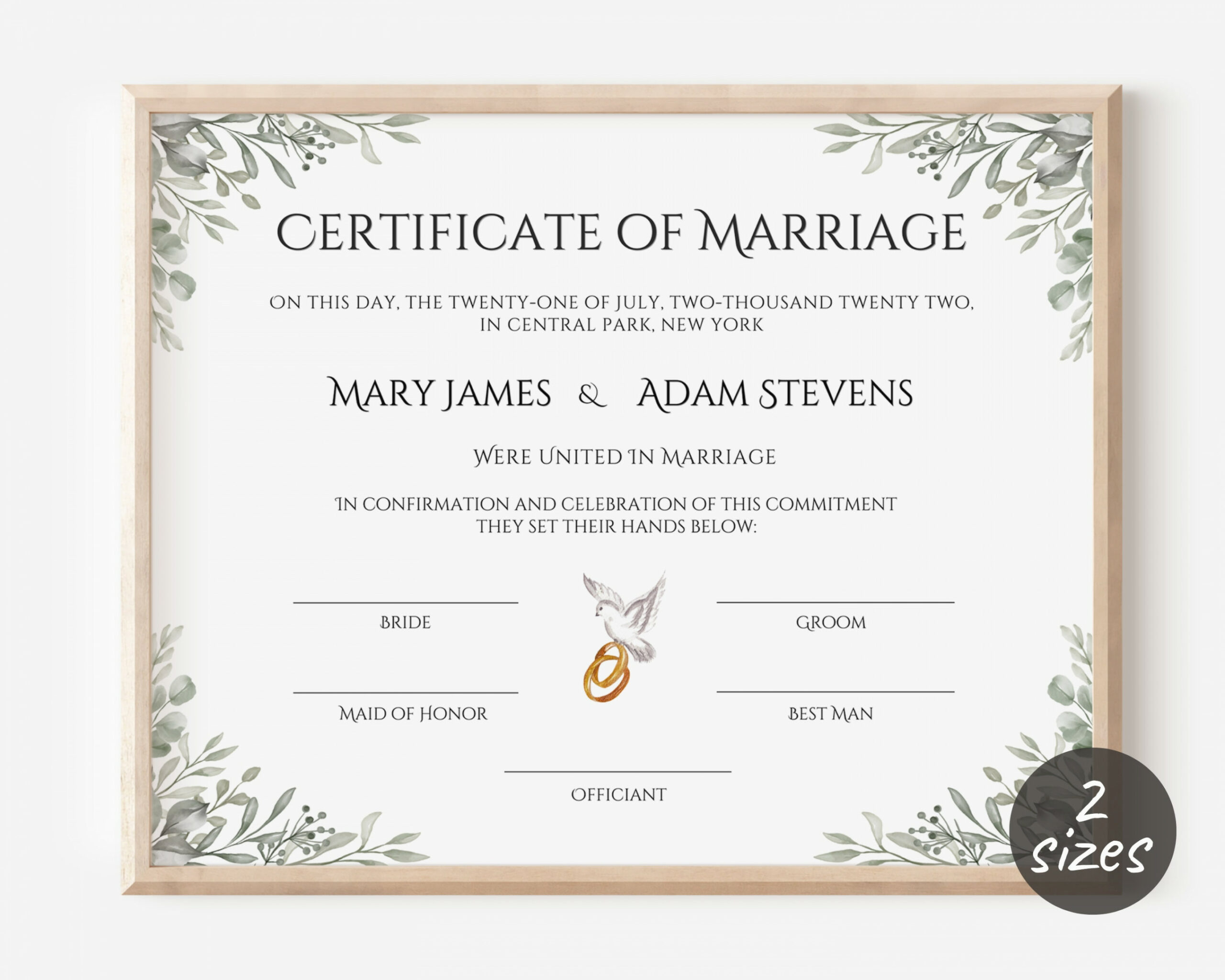 Editable Marriage Certificate Template Custom Certificate of - Etsy UK