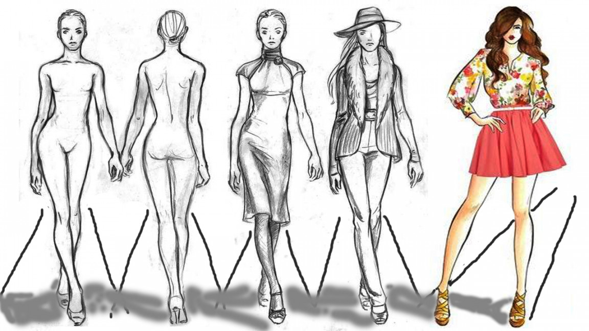 Fashion Figure Sketch Drawing  Cartoon Figure Drawing Model ✔