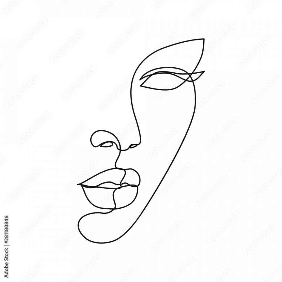 Foto Woman face line drawing art