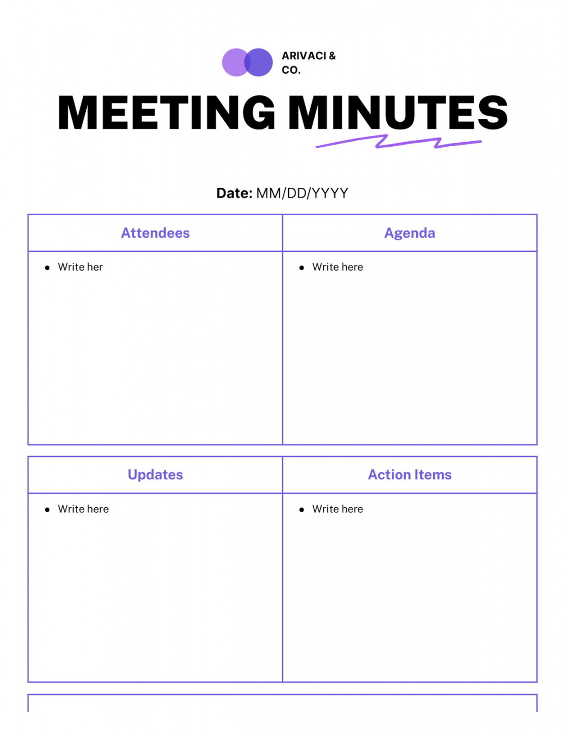 Free, editable, printable meeting minutes templates  Canva