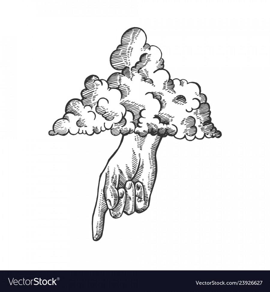 Hand of god sketch engraving Royalty Free Vector Image