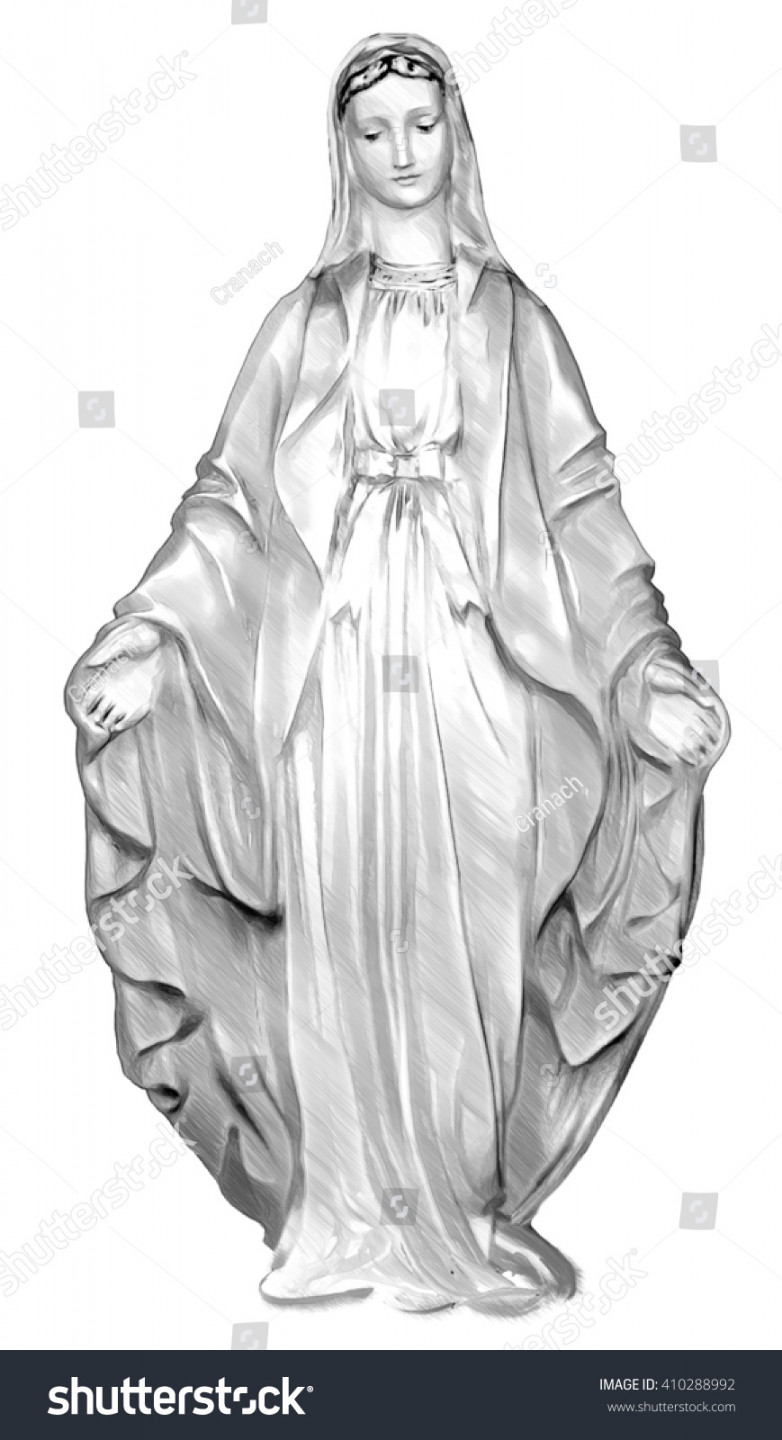 Holy Mary Virgin Mary Illustration Draw: Stockillustration