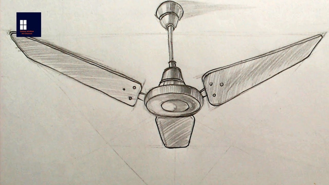 How to Draw a Ceiling Fan in  Point Perspective  NATA & JEE Drawing  Tutorial