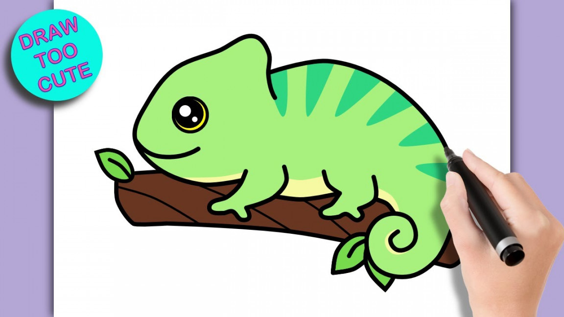 How to Draw a CHAMELEON (Easy Step by Step Drawing) #draw #chameloeon  #htdraw