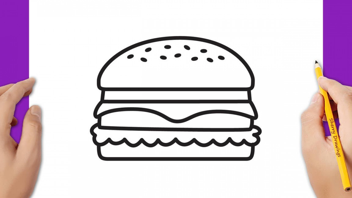 How to draw a cheeseburger / hamburger