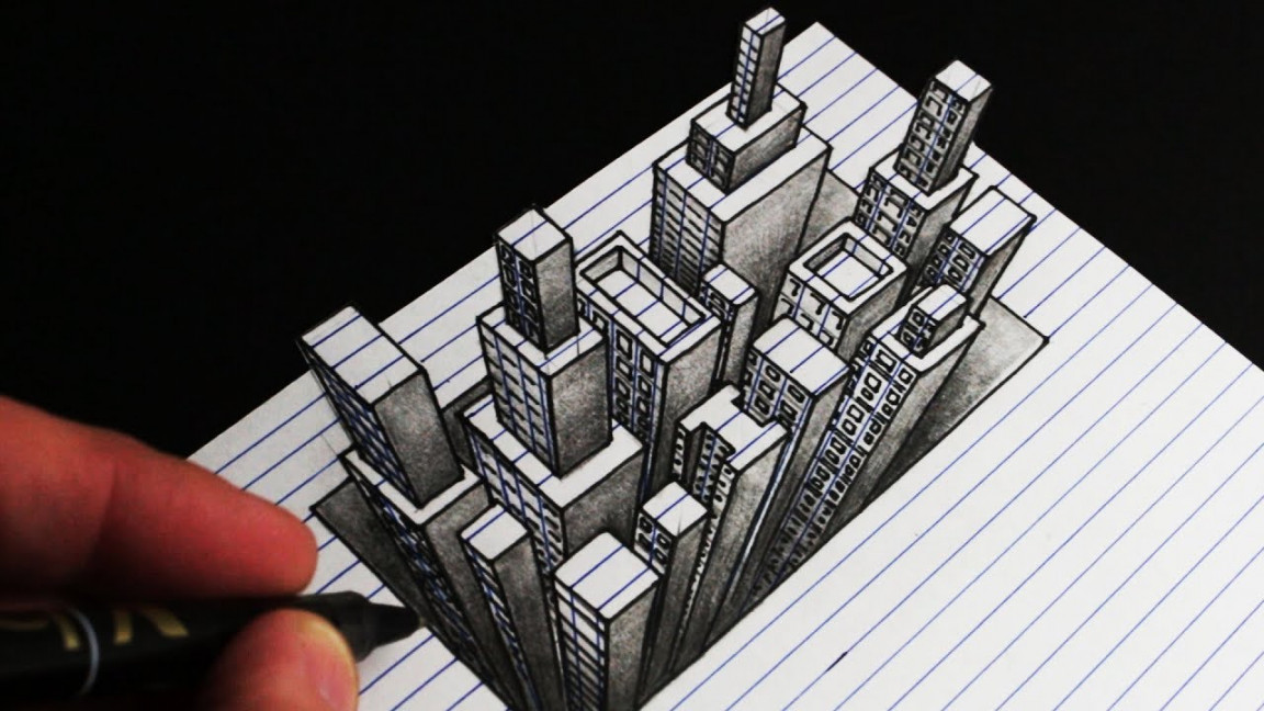 How to Draw a d City: Line Paper Anamorphic Drawing