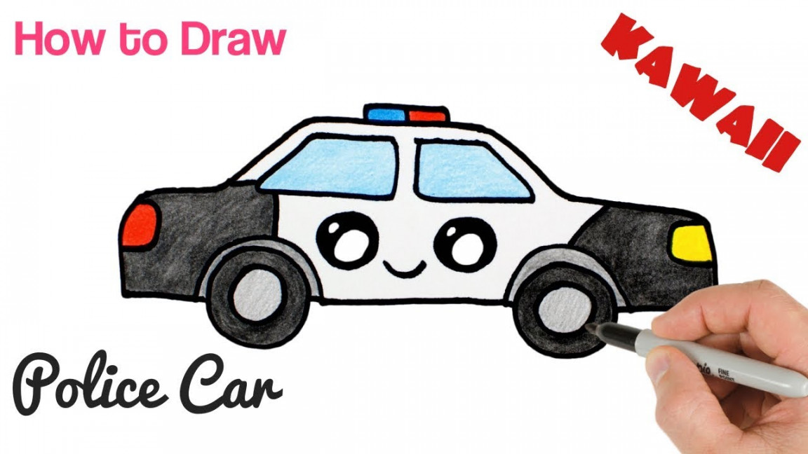 How to Draw a Police Car Cartoon and Easy for beginners  Mister Brush