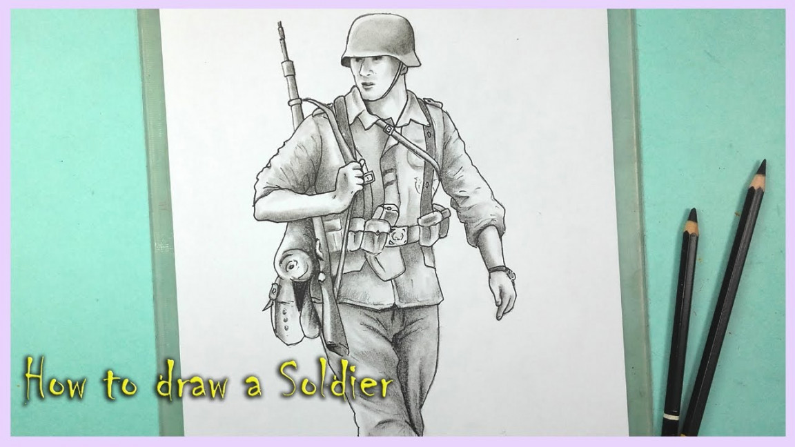 How to draw a soldier step by step  Easy Charcoal pencil sketch   Banglar Art