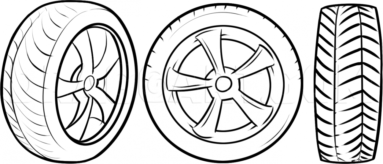 How To Draw Tires, Step by Step, Drawing Guide, by Dawn  dragoart