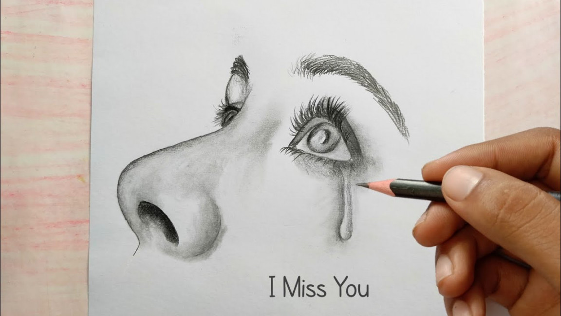 I Miss You😢 Girl Crying face drawing  Pencil Sketch step by step