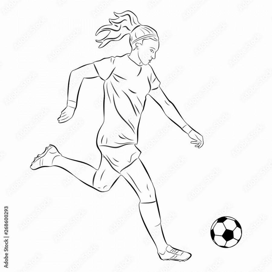 illustration of woman soccer player, vector draw Stock