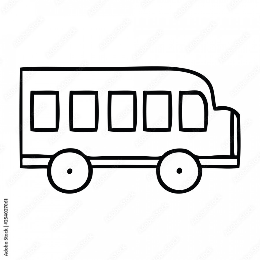 line drawing cartoon school bus Stock-Vektorgrafik  Adobe Stock