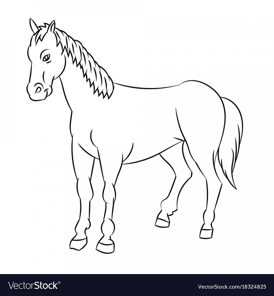 Line drawing of horse -simple Royalty Free Vector Image