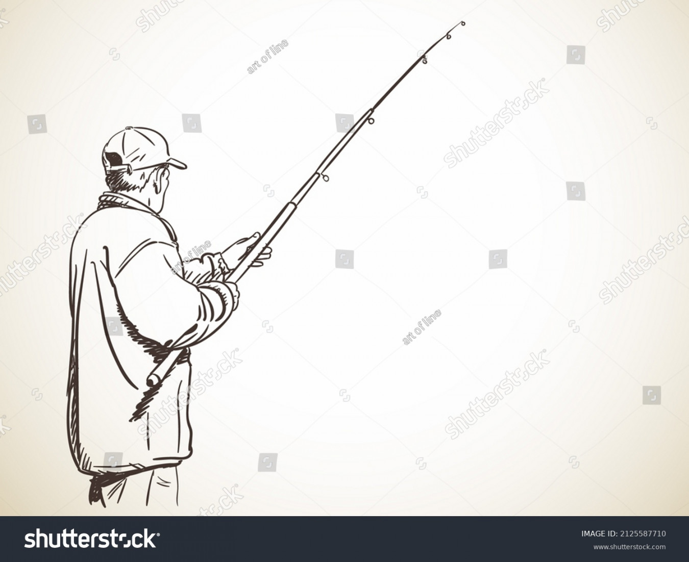 , Man Fishing Sketch Images, Stock Photos, D objects