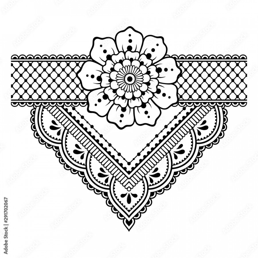 Mehndi flower pattern for Henna drawing and tattoo