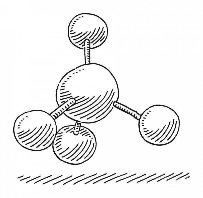 Methane Molecule Drawing by Frank Ramspott