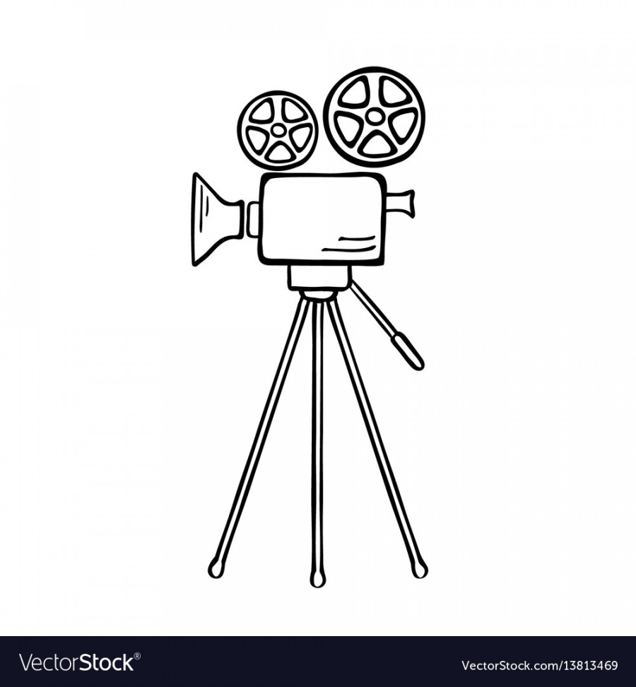 Movie camera sketch Royalty Free Vector Image - VectorStock