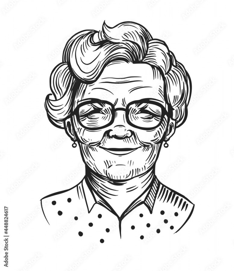 Portrait of an old woman, pensioner. Grandma