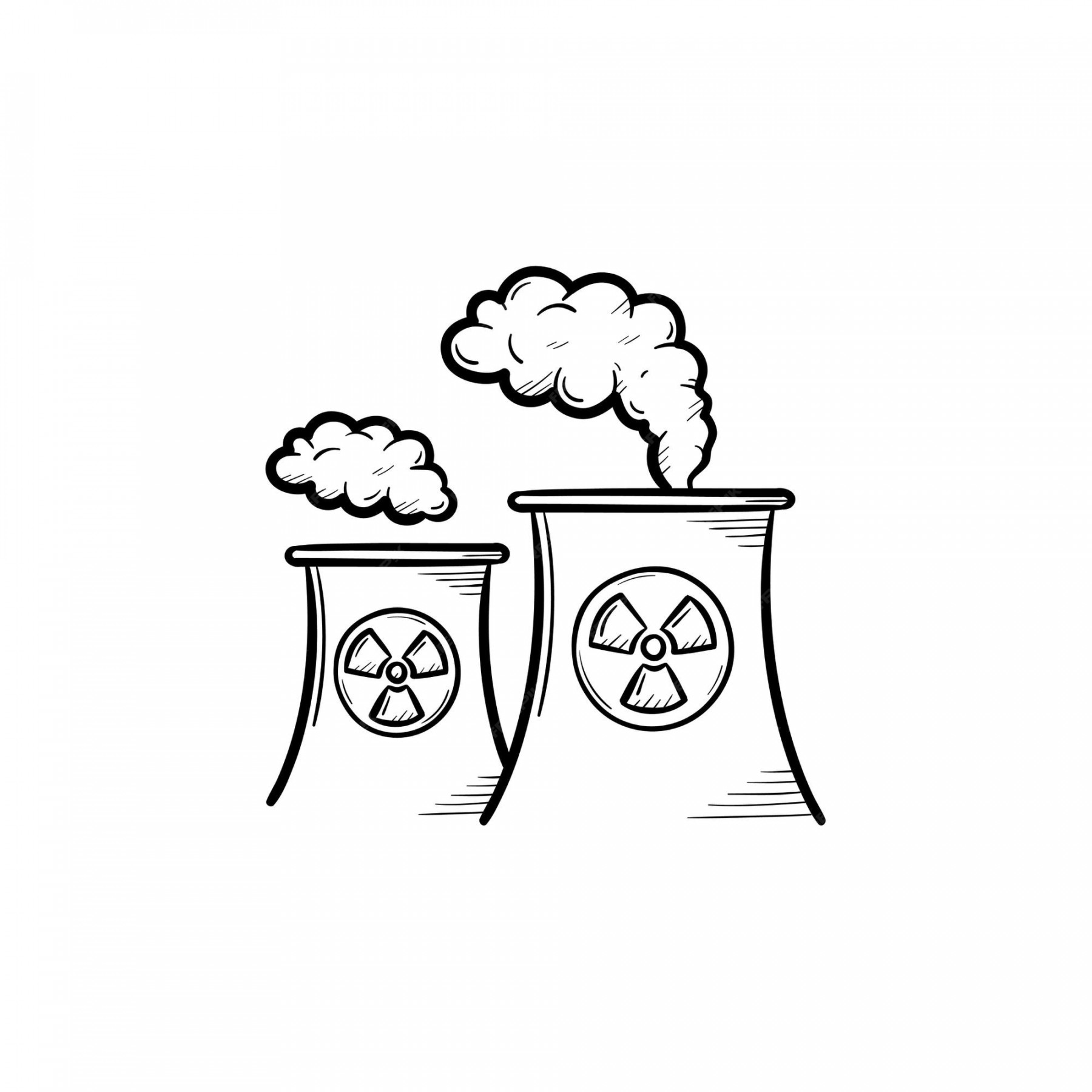 Premium Vector  Nuclear power plant with smoke hand drawn doodle